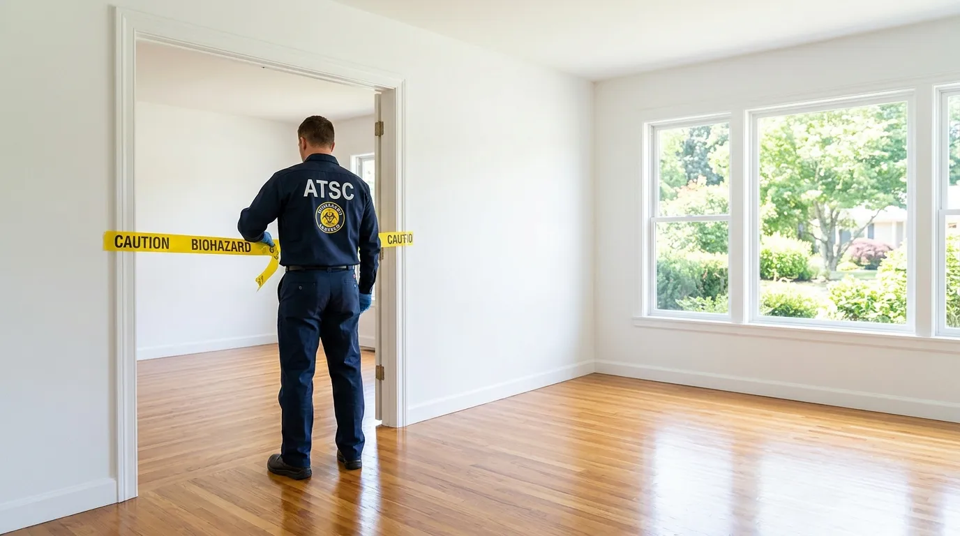 Certified biohazard cleanup crew performing Trauma Scene Cleanup in University City